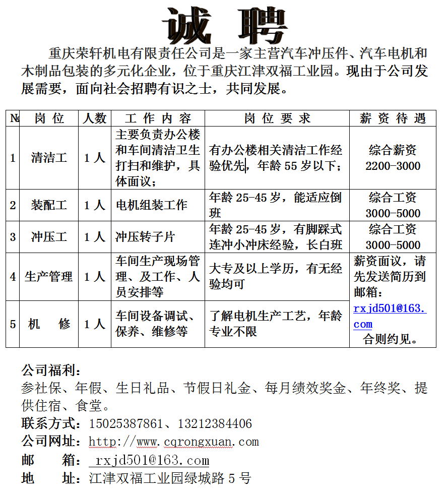 重慶車工最新招聘信息全面解析